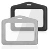 2 Pack Genuine Leather ID Badge Holders - Double Sided Horizontal Card Holder with Clear PVC for NHS, Office Professionals & Schools | Durable RFID Protection (Black/Brown)