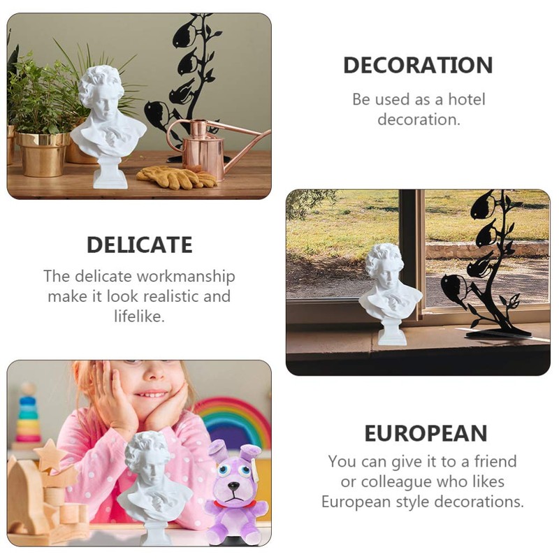 EXCEART Resin Sketch Figures Beethoven Bust Statue Figures Plaster Line