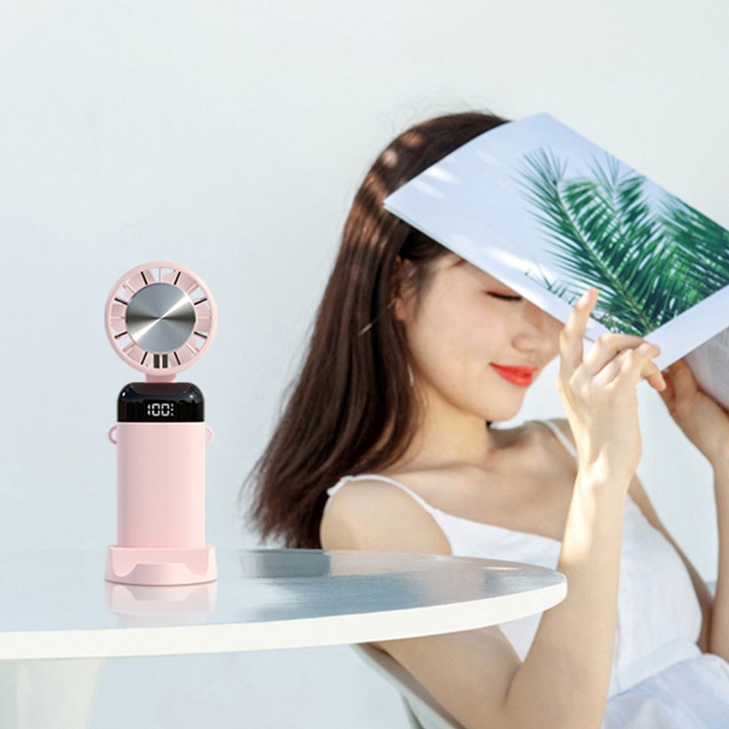 Folding Small Fan USB Rechargeable Fan Digital Display Portable Desktop