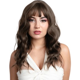 GAIBMAX - Pelucas Para Mujer, Peluca Longitud Media Con Fleco Aspecto Natural, Fibras Sintéticas Alta Calidad, Ideal Para Cosplay, Disfraz, Moda y Bel