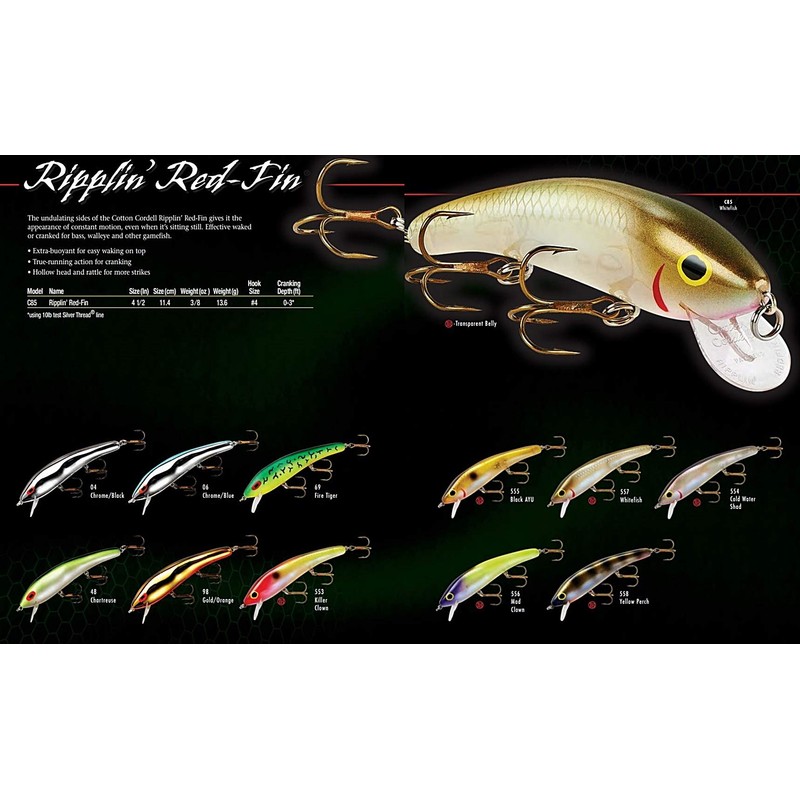 Cotton Cordell C8569 Rippling Red Fin, Fire Tiger, 4 1/2",