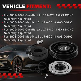 Autodevil AC Compressor Clutch Kit, Fit for Corolla & Matrix 2003 2004 2005 2006 2007 2008, 1.8L L4, Clutch Assembly Repair Kit Replace for 4710407, 4711407, 8832002120, 883200212084, 1521611