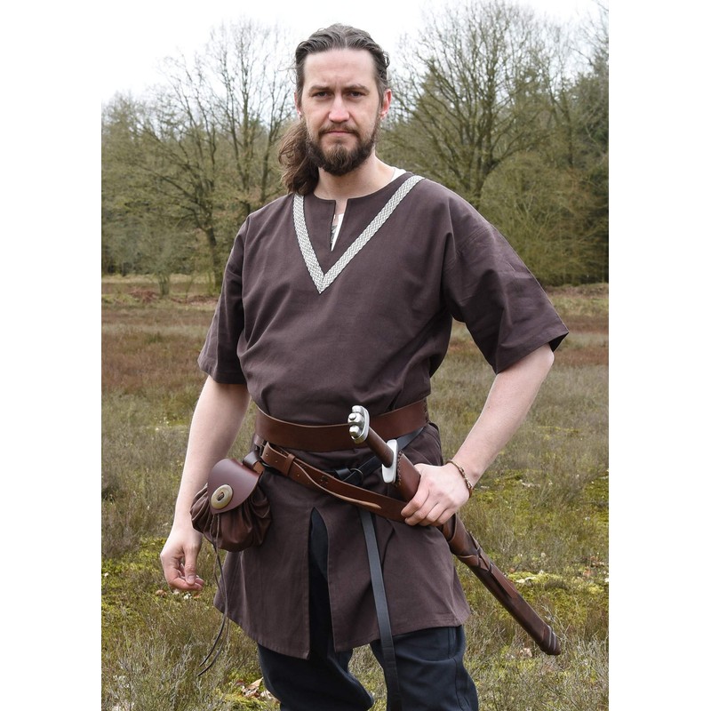 Battle-Merchant Medieval Tunic Ailrik Cotton Tunic with Border for Men