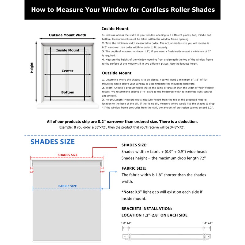 LazBlinds No Tools No Drill Cordless Roller Shades, 100% Blackout