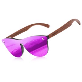 KINGSEVEN Women's Glasses Natural Bubinga Wooden Sunglasses Men Polarised Fashion Sun Glasses Original Wood Oculos de sol, purple