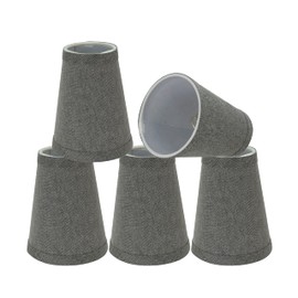 Aspen Creative 32657-5B Small Hardback Empire Shape Chandelier Clip-On Lamp Shade Set (5 Pack), Transitional Design in Grey, 4" Bottom Width (2 1/2" x 4" x 5")