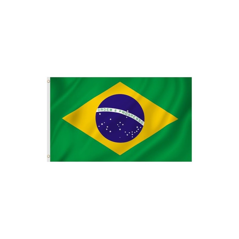 Second Ave Brazil Flag 5ft X 3ft Large with Brass