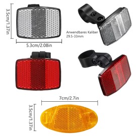 AUXHCYL Reflectors Bicycle Spokes, 6 Piece Bicycle Reflector Set, Spoke Reflector Front Rear and Orange Bicycle Reflector, Spoke Reflector for Road Bike, MTB, E-Bike