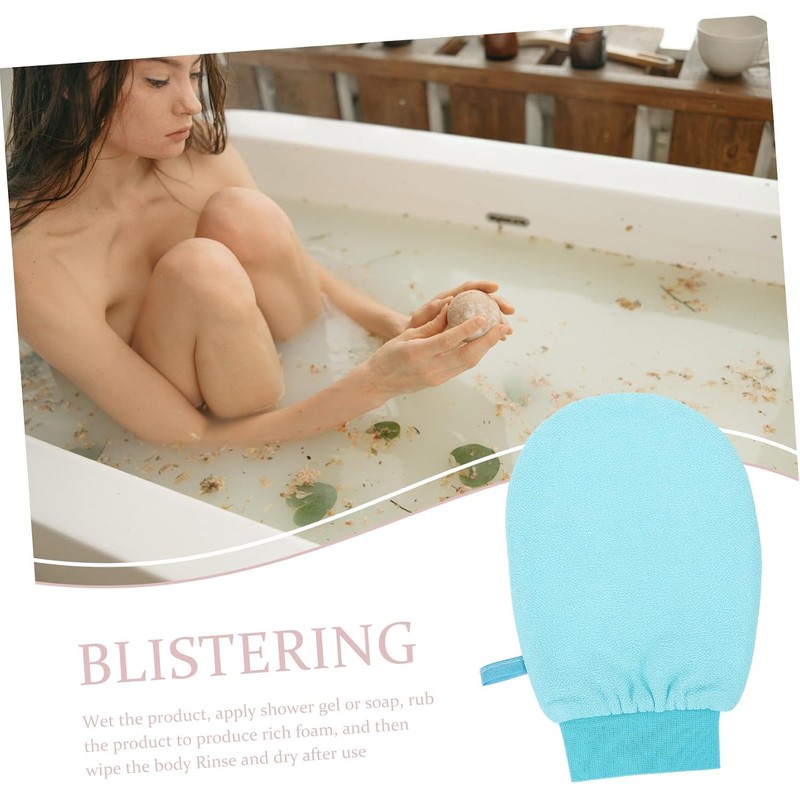 Guantes Exfoliantes IWOWHERO Mediano Azul – Exfoliación Corporal para Ducha