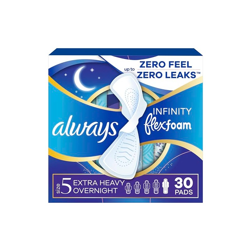Always Infinity FlexFoam Almohadillas para mujer, talla 5, extra pesadas