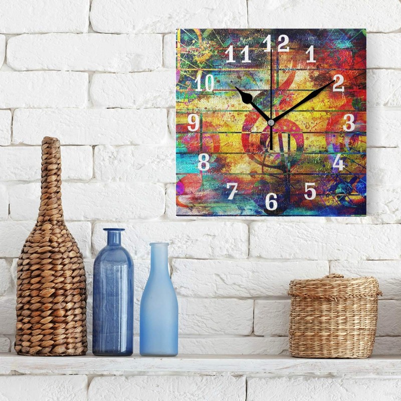 SEULIFE Wall Clock Abstract Art Music Note, Silent Non Ticking
