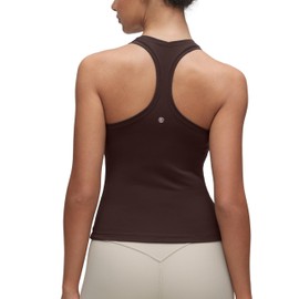CRZ YOGA Butterluxe Racerback Workout Tank Tops for Women Tight Sleeveless Camisole Gym Athletic Yoga Shirts Hot Fudge Brown Medium