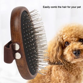 Portable Cat Dog Brush Detangling Home Metal Bristles Daily Grooming Wooden Comb