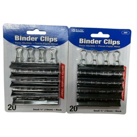 Bazic 260 Binder Clips Quality Versatile Binder 20pc Each Small ¾” 19mm pk 2