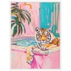 Kate and Laurel Tiger Bathtub Vibrant Dopamine Decor Framed Canvas
