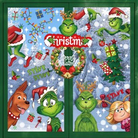 Christmas Window Decoration, 9 Sheets Reusable Double-Sided Christmas Decoration Window, Snowflakes Window Decoration, for Christmas Party, Home Window Decoration