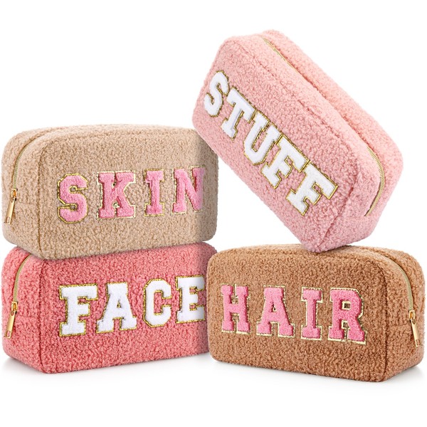 Paterr 4 Bolsas de Maquillaje con Parches Fresas de Letras