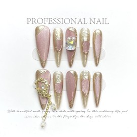 Milky Muse Press-On Nails | Hand-Set Crystal & Starlight Accents | Reusable Gel Tips for Bridal Elegance, CEO Lunches & Silent Luxury Moments:_Colorful-15_L