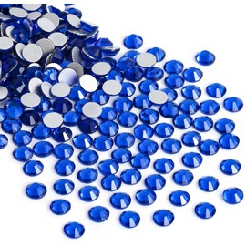 Jollin Glue Fix Crystal Flatback Rhinestones Glass Diamantes Gems for Nail Art Crafts Decorations Clothes Shoes(ss3 2880pcs, Sapphire)