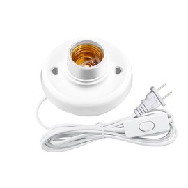 E26/E27 Light Bulb Socket with 15ft Cord and On/Off Switch Hanging Light Cord Extension,Whtie