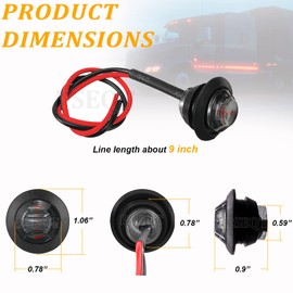 PSEQT - marcador lateral redondo de 3/4 pulgadas LED para remolque, luz intermitente, luz de bala impermeable para camioneta, coche, autobús, Wrangler, furgoneta, RV, ATV, UTV, 10 piezas de luz roja