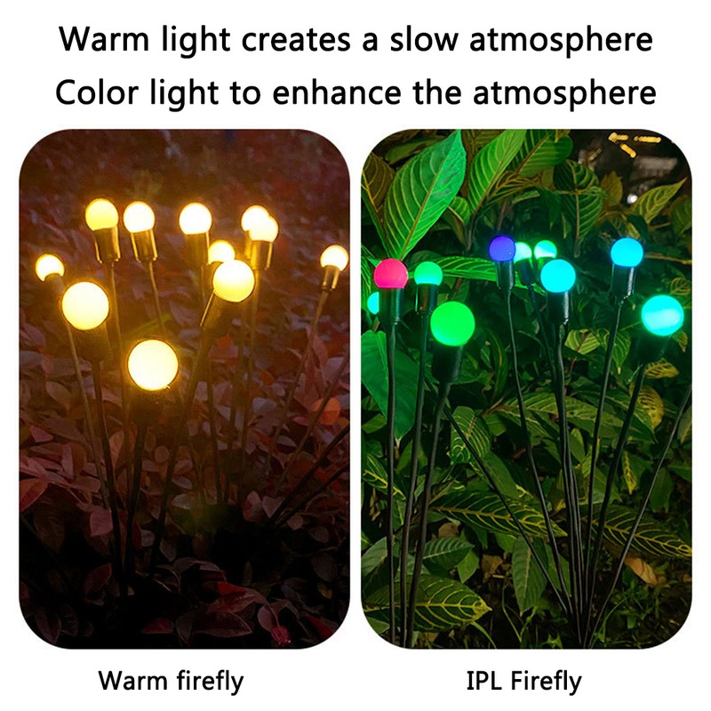 2 Pack Solar Powered LED Lights Firefly Lights Waterproof Outdoor