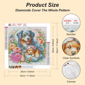 Acudotr Diamond Painting Kits for Adults, 5D DIY Dog Diamond Art kits for Beginners, Full Drill Diamond Painting Kits for Home Wall Decor, 12x12 Inch