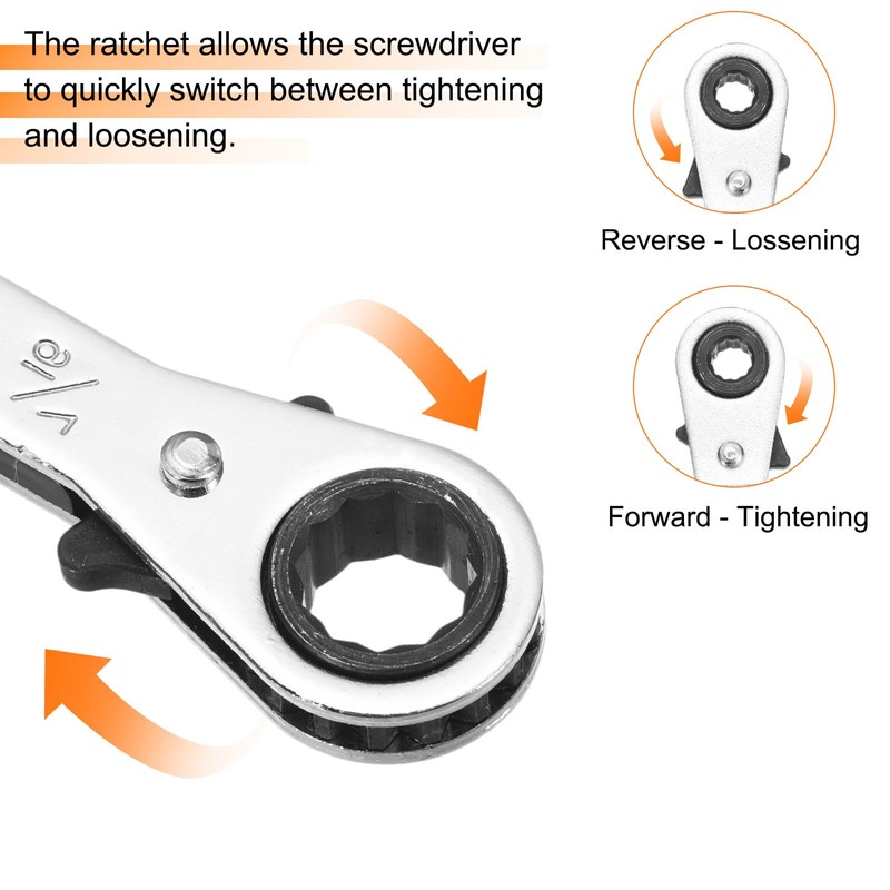 sourcing map 2pcs Double Box End Reversible Ratcheting Wrench 3/8"