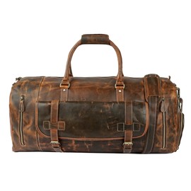 Tuzech Large Duffel Luggage leather Travel Bag Duffel bag Gym Bag Airplane cabin Approved Carry On Overnight Leather Weekender Mens Duffle Bag For Men and Women 20 inch