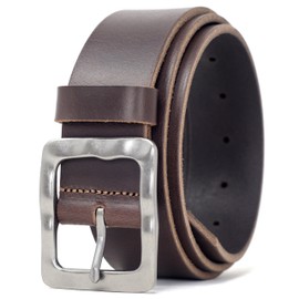 Ashford Ridge Made in England 38mm Full Hide Leather Belt with Vintage Style Buckle - Brown XL