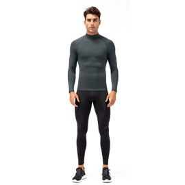 Men's Compression Shirts Long Sleeve Athletic Workout Tops Gym Undershirts Active Sports Baselayers Pure Grey X-Large