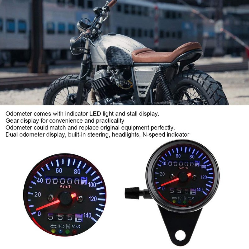 KIMISS 12V Universal Motorcycle Odometer LED Backlight Motorcycle Speedometer Set