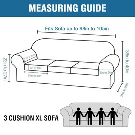 H.VERSAILTEX Velvet 4 Piece High Stretch Sofa Slipcover Cover Furniture Protector Form Fit Luxury Thick Velvet Extra Large Sofa Cover for 3 Cushion Couch Width Up to 105 Inch(XL Sofa, Stone Blue)