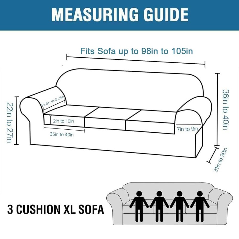 H.VERSAILTEX Velvet 4 Piece High Stretch Sofa Slipcover Cover Furniture