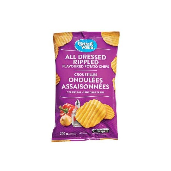 Great Value All Dressed Rippled Potato Chips 1 Large Bag