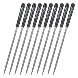 sourcing map 10Pcs Second Cut Steel Round Needle File W Plastic Handle, 3mm x 140mm