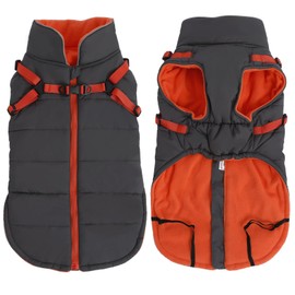 babepet babepet Waterproof Dog Coat,Dog Coat with Harness,Small Dog Coat Jacket,Reflective Dog Clothes with Adjustable Chest Strap,Dog Fleece Lined Jumper for Pet Outdoor-Gray-S