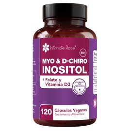 Myo y D-Chiro Inositol con Folato - Ratio 40:1-2000 mg por porción - Vitaminas para Mujer, Ingredientes Naturales - Vegano, Sin Gluten, Sin OGM 120 Cápsulas