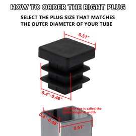 Qjaiune 12 Pcs 13mm (1/2 Inch) Square Black Plastic Chair Leg Caps, Square Tubing End Caps, Tubing Post End Cap