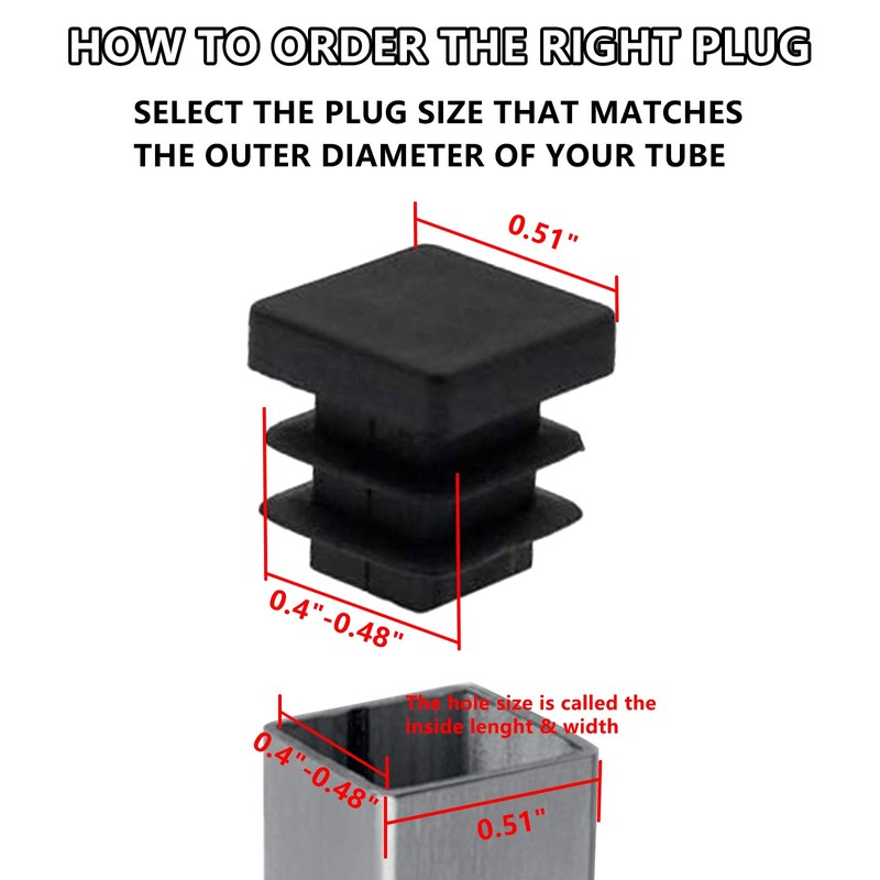 Qjaiune 12 Pcs 13mm (1/2 Inch) Square Black Plastic Chair