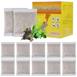 10 Pack Mouse Rodent Repellent, Peppermint Lemon Oil Mice Repellent for Squirrel Rats Spider Pests, Natural Deterrent for Kitchen, Warehouse, Car, Indoor, Outdoor, Safe for Pets Family