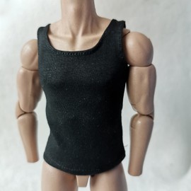 SSbeauty M 1/6 Custom Scale T-Shirt Sleeveless Vest Clothes for 12" Male & Female Action Figure Doll Clothes (Black)