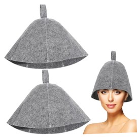 Ipetboom 2pcs Thickened Grey Felt Sauna Hat Lightweight Reusable Bathing Cap Comfortable Indoor Shower Supply Unisex Head Cover for Home Travel Use