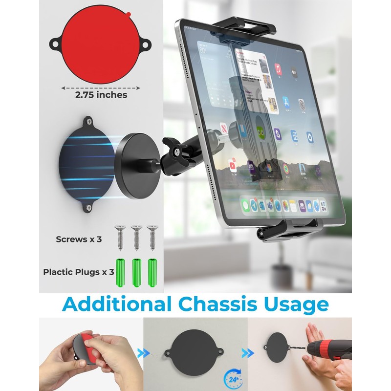 INSSKY Magnetic Holder Fit 6.1-15.6'' Tablets for Fridge Gym Metal