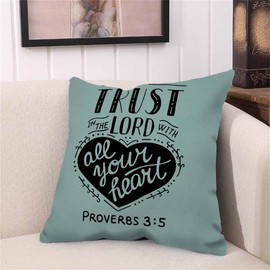 Husandy Throw Pillow Covers Christian Lettering Biblical Trust in The Lord with Your Heart Jesus Testament Scripture Modern Proverbs Case 18x18 Inch Cushion Cover for Home Party Decor, (HUS-AN-DY024)
