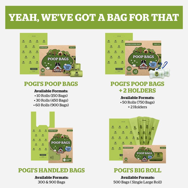 Pogi's 300 Unscented Dog Poop Bags with Handles - Earth-Friendly,