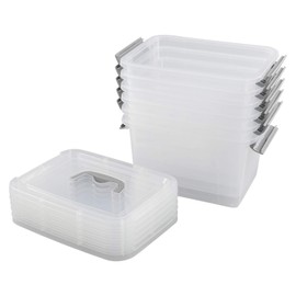 Leendines 5 Quart Storage Box with Lid, 6 Packs Small Plastic Box Tote Bin