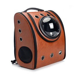 Portable Travel Pet Carrier Backpack,Space Capsule Bubble Design,Waterproof Handbag Backpack for Cat and Small Dog,Airline Approved Pet Backpack Carrier (Brown)