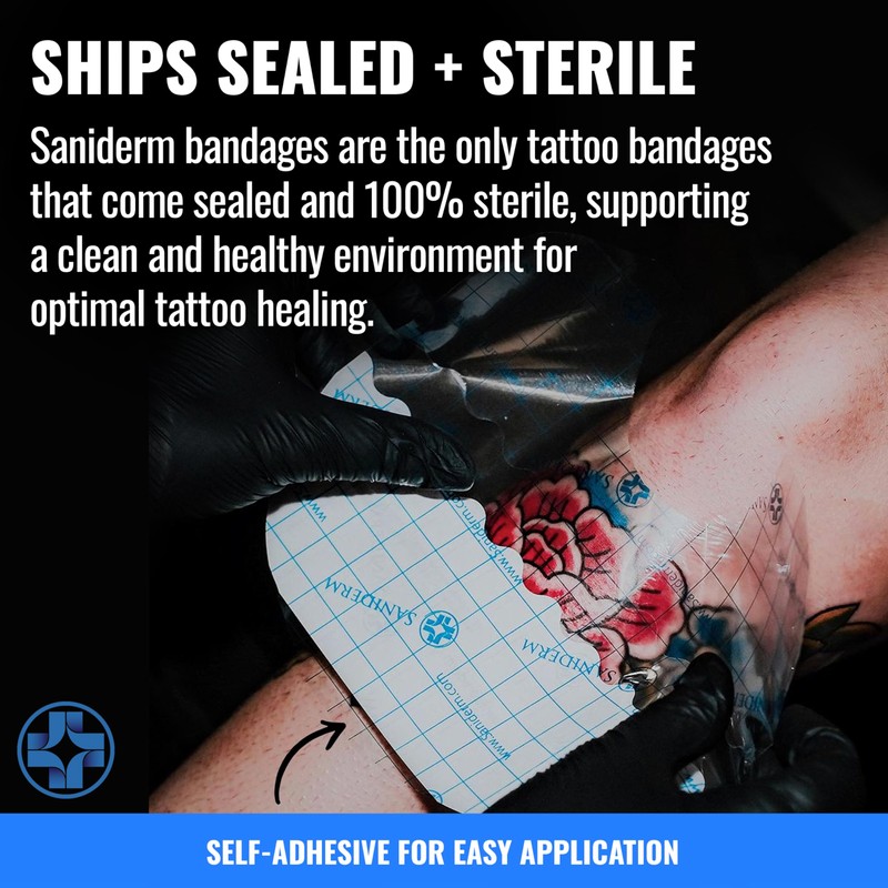 Saniderm Tattoo Aftercare Bandage 3 Sheets (Medium Pack, 6 in