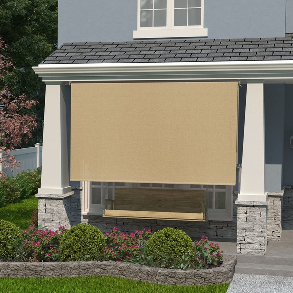 Coolaroo Exterior Roller Shade, Cordless Roller Shade with 90% UV Protection, No Valance, (6' X 6'), Southern Sunset